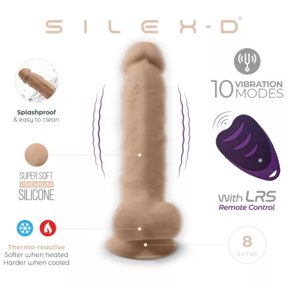 Silexd 8 - vibrační penis s varlaty na dálkové ovládání - realistický vzhled