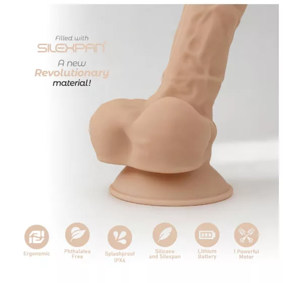 Silexd 8 - vibrační penis s varlaty na dálkové ovládání - realistický vzhled