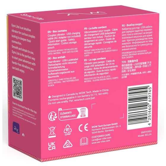 We-Vibe Sync Lite - chytrý párový vibrátor s dálkovým ovládáním (růžový)