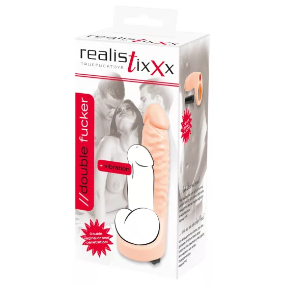 Realistixxx Double Fucker - nasazovací anální vibrátor (tělová barva)