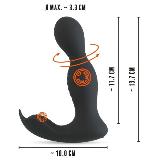Rebel - dálkově ovládaný 2v1 prostata vibrátor (černý)