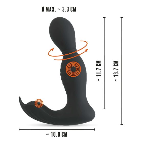 Rebel - dálkově ovládaný 2v1 prostata vibrátor (černý)