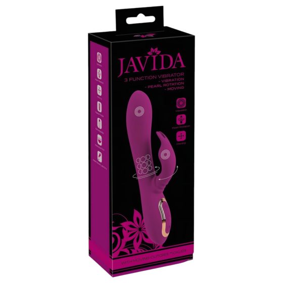 Javida - 3v1 perličkový rotační vibrátor (fialový)