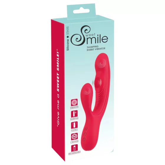 Smile Thumping Rabbit - vibrátor s 3 motory - dobíjecí - červený