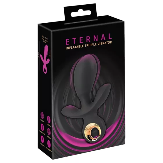 Eternal - nafukovací trojitý vibrátor - černý
