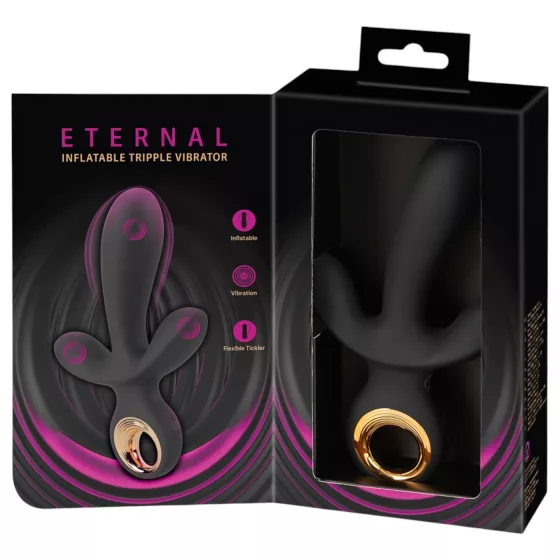 Eternal - nafukovací trojitý vibrátor - černý