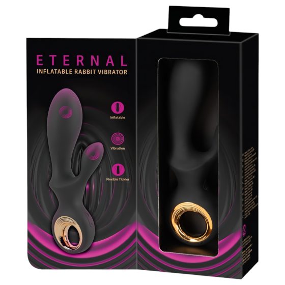 Eternal - nafukovací vibrátor s klitoriální stimulací (černý)