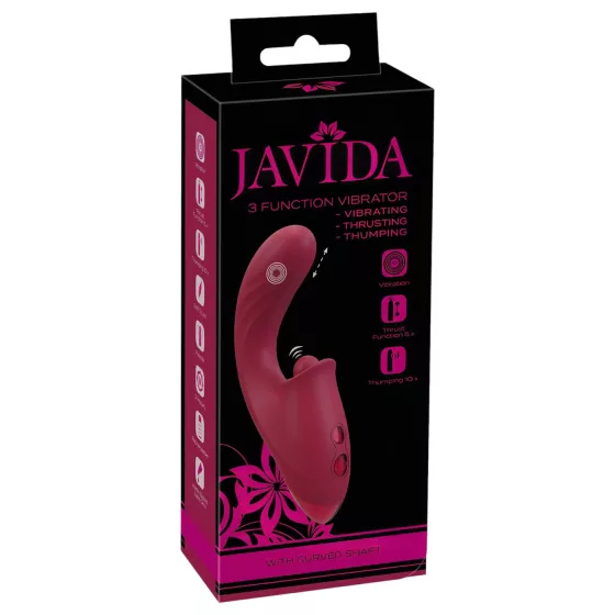 Javida - vibrátor s jazýčkem 3v1 - červený