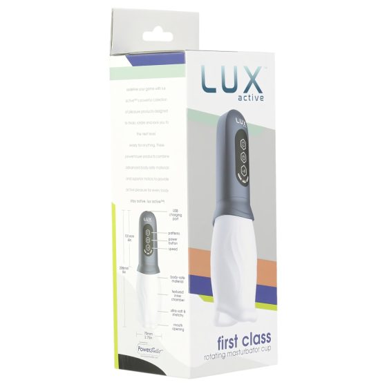 LUX Active First Class - rotační hlavice masturbátor (bílá-šedá)