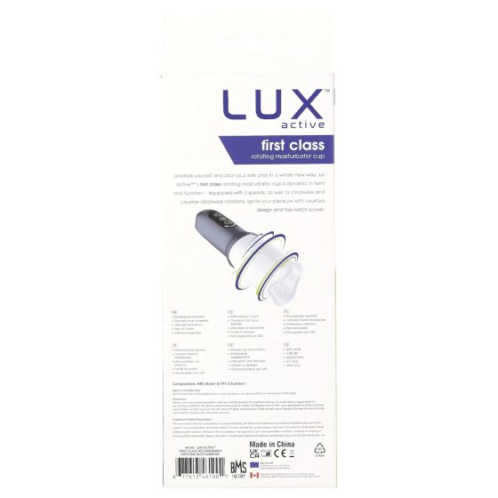 LUX Active First Class - rotační hlavice masturbátor (bílá-šedá)