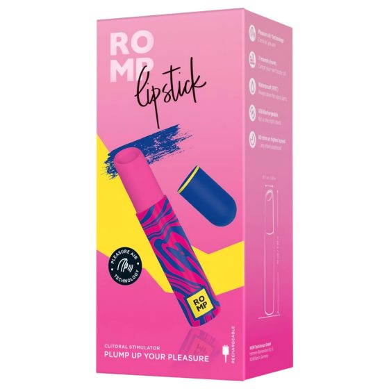 ROMP Lipstick - akumulátorový stimulátor klitorisu s vlnami (růžový)