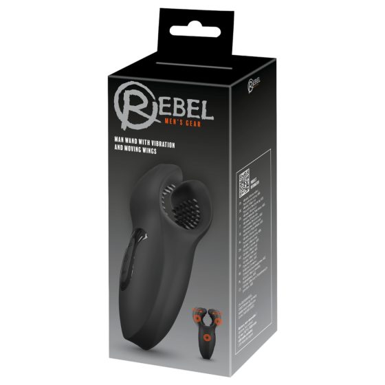 Rebel - pohyblivé rameno, vibrační stimulátor žaludu (černý)