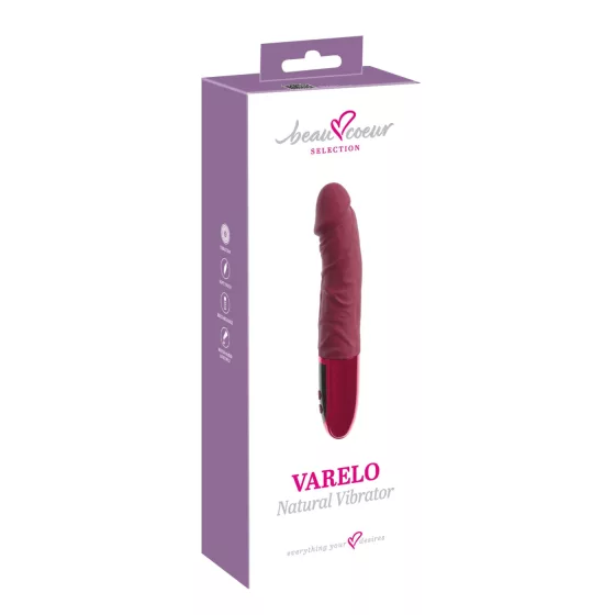 Beau Coeur Varelo - realistický silikonový vibrátor na baterii (červený)