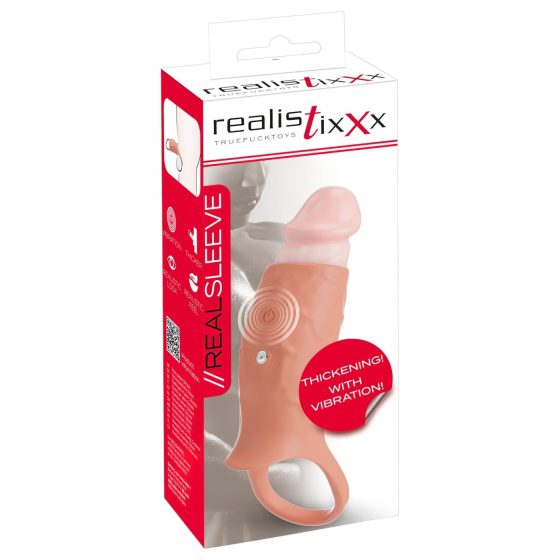 Realistixxx - Otevřený vibrační návlek na penis (přírodní)
