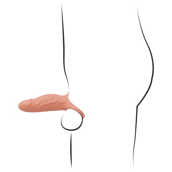 Realistixxx - vibrační erekční kroužek s návlekem (přírodní)