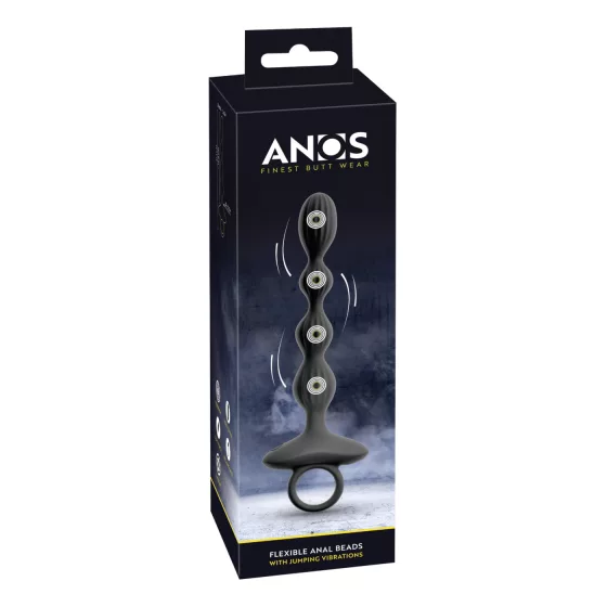 Anos - 2motorový anální vibrátor s pohyblivými kuličkami (černý)