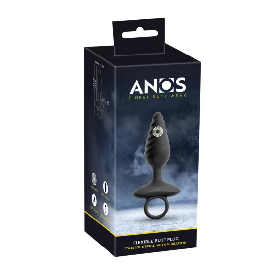 ANOS - anální vibrátor s drážkami - černý