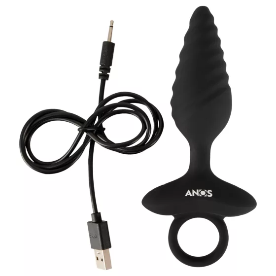 ANOS - anální vibrátor s drážkami - černý