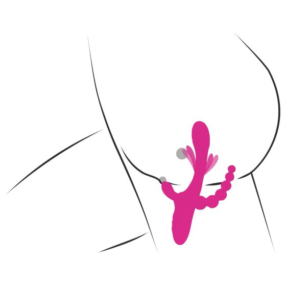 SMILE - vibrátor s třemi rameny a jazýčkem - růžový