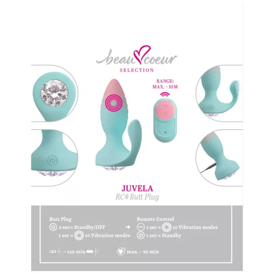 Beau Coeur Juvela - anální vibrátor plug - tyrkysový