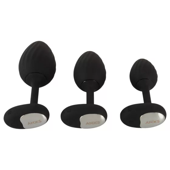 ANOS - vibrační anální kolík set - černý