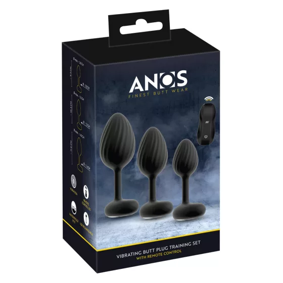 ANOS - vibrační anální kolík set - černý