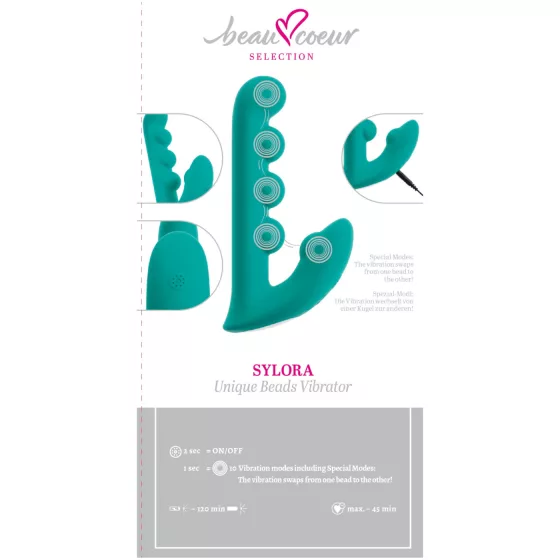 Beau Coeur Sylora - perlový 2v1 vibrátor (zelený)