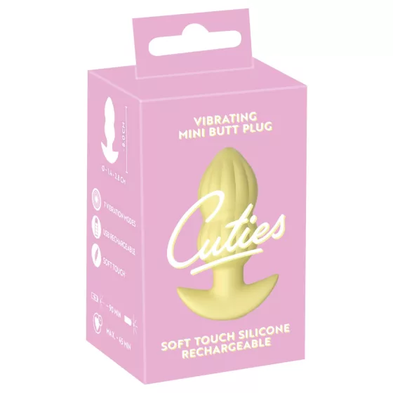 Cuties Mini - anální vibrátor s vroubkováním - žlutý