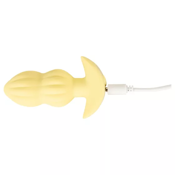 Cuties Mini - anální vibrátor s vroubkováním - žlutý