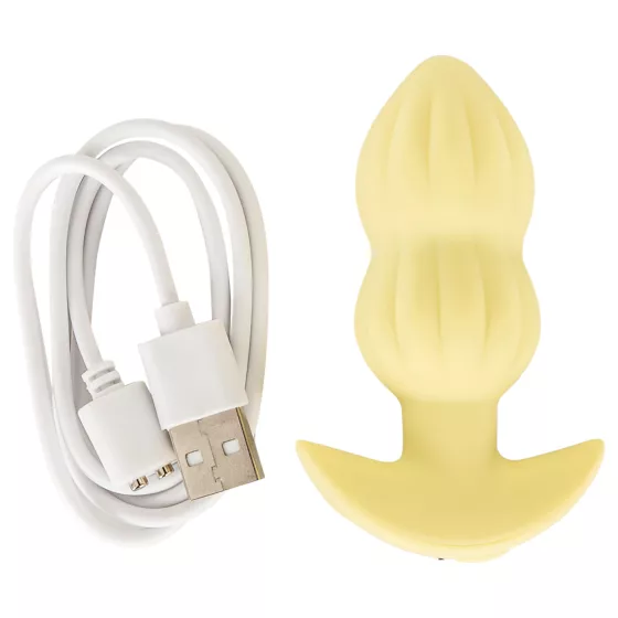 Cuties Mini - anální vibrátor s vroubkováním - žlutý