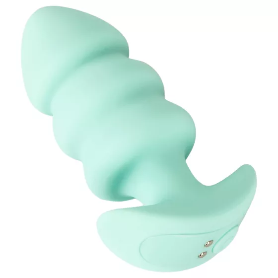 Cuties Mini - anální kolík s kuličkami - vibrace - zelený