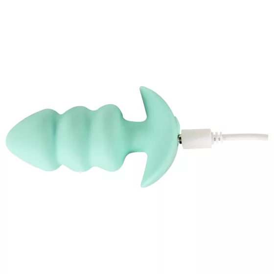 Cuties Mini - anální kolík s kuličkami - vibrace - zelený
