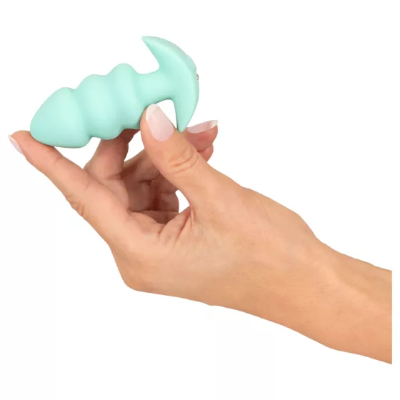 Cuties Mini - anální kolík s kuličkami - vibrace - zelený