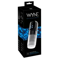   WYNE 12 - sání, rotující a vibrační akumulátorový masturbátor (černý)