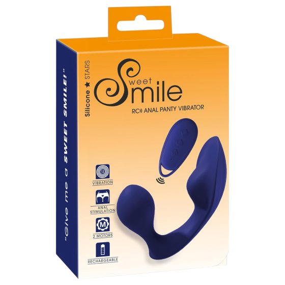 SMILE - dálkově ovládaný anální a kalhotkový vibrátor (modrý)