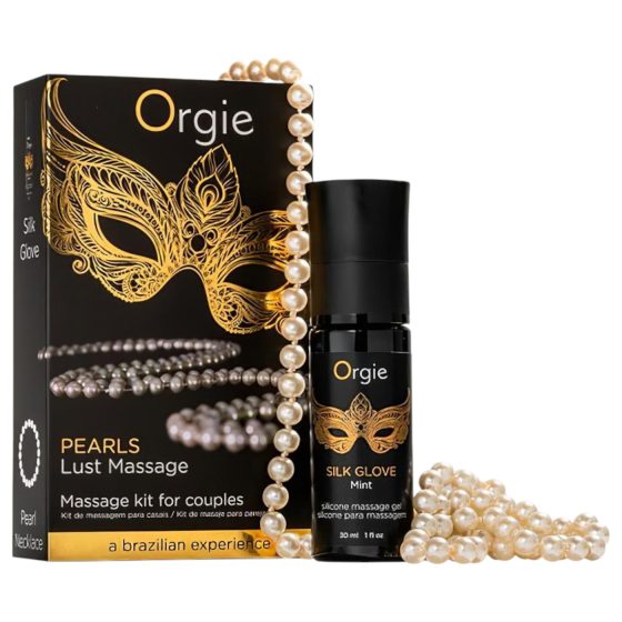 Orgie Pearls Lust - perlový náhrdelník a masážní gel 30 ml