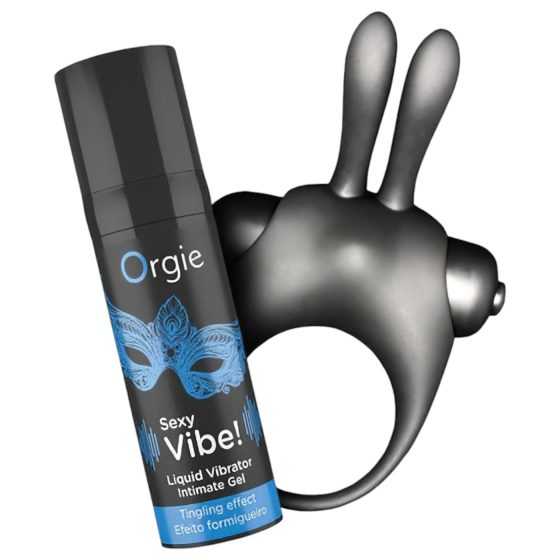 Orgie Bunny - vibrační sada kroužků na penis (černá)