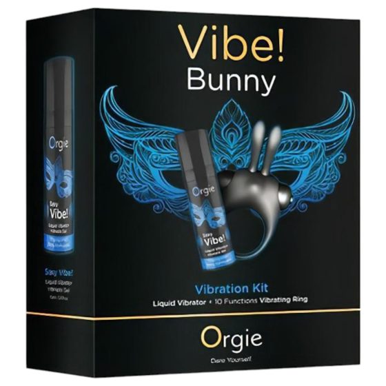 Orgie Bunny - vibrační sada kroužků na penis (černá)