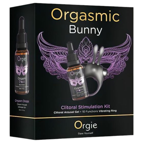 Orgie Orgasmic Bunny - vibrační kroužek na penis set (černý)