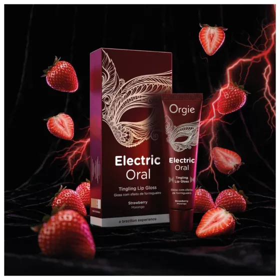 Orgie Electric Oral - třpytka na rty s brnivým účinkem - jahoda (10 ml)