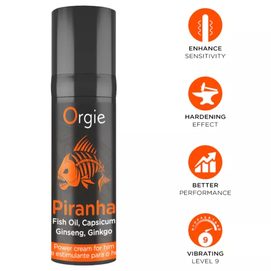 Orgie Piranha Power Cream - Stimulační krém pro muže (15 ml)