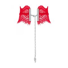   Obsessive Bergamore - krajkový náhrdelník s řetízkem (červený) S-L