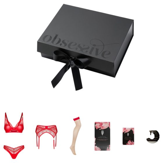 Obsessive - dárková sada spodního prádla - 6 dílů - červená - L/XL