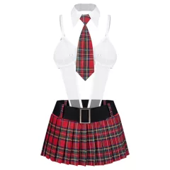   Obsessive College Girl - pětidílný kostým školačky (červený)