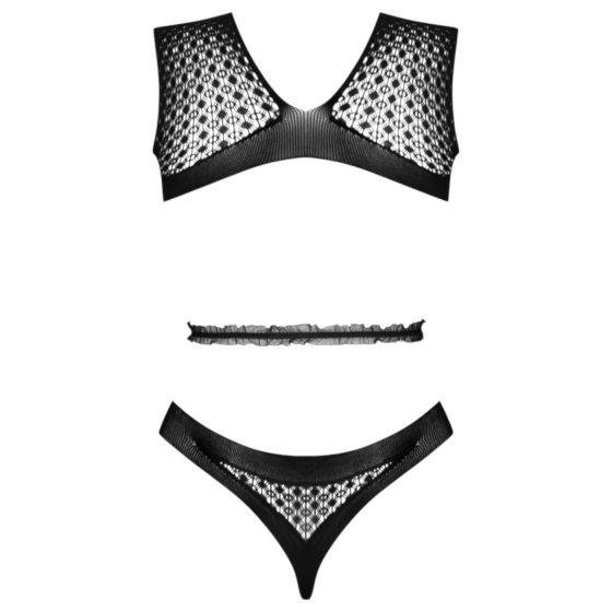 Livco Michikol - síťovaný body s otevřenými zády - (černý) - S-L