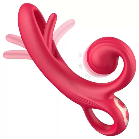 Erospace Sweet Play - vibrátor s pákou na klitoris (červený)