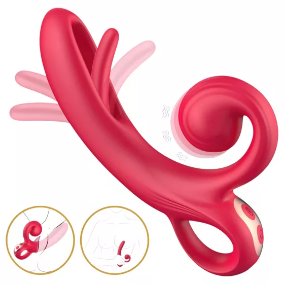 Erospace Sweet Play - vibrátor s pákou na klitoris (červený)