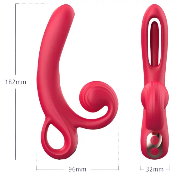 Erospace Sweet Play - vibrátor s pákou na klitoris (červený)
