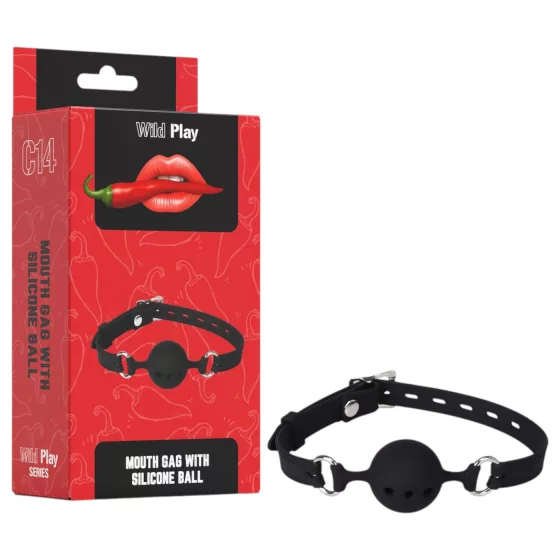 Erospace Wild Play - silikonový roubík na BDSM hrátky (černý)