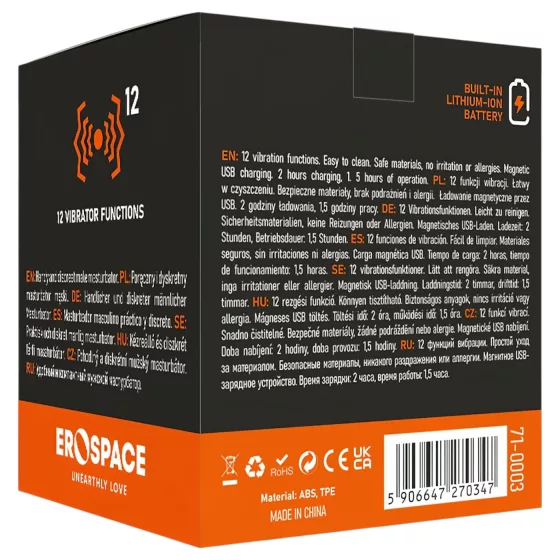 Erospace Men's Play - diskrétní vibrační masturbátor pro muže (bílý)